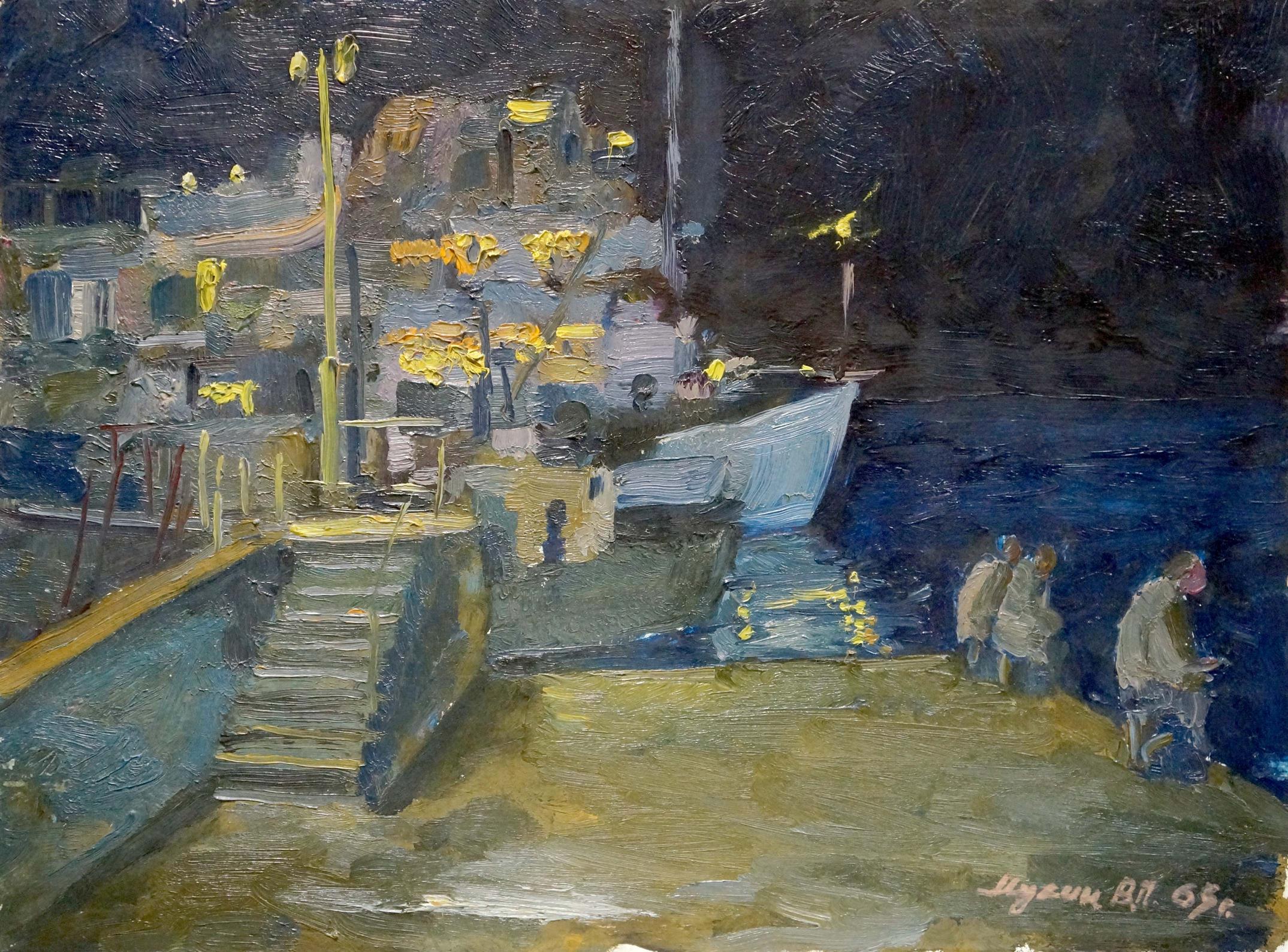 Oil painting Night landscape Mukhin Valery Petrovich