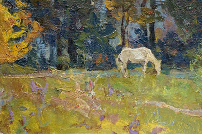 Oil painting Horse near the forest Zhabinsky Leonid Andreevich