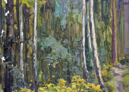 Oil painting Depths of a forest