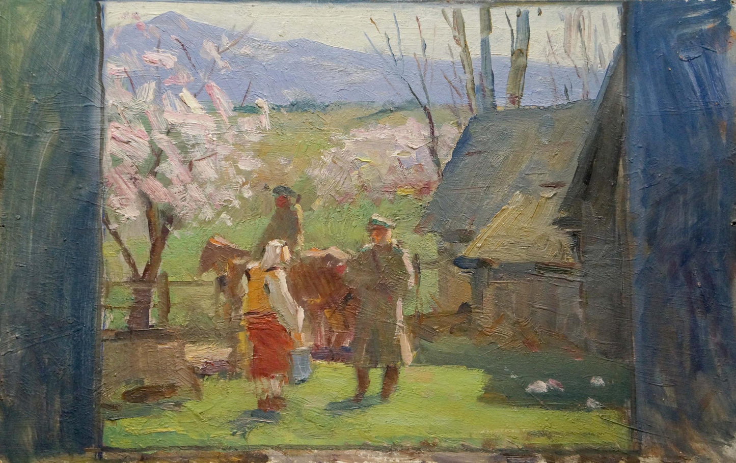 Oil painting Rural life Bazylev Nikolay Ivanovich