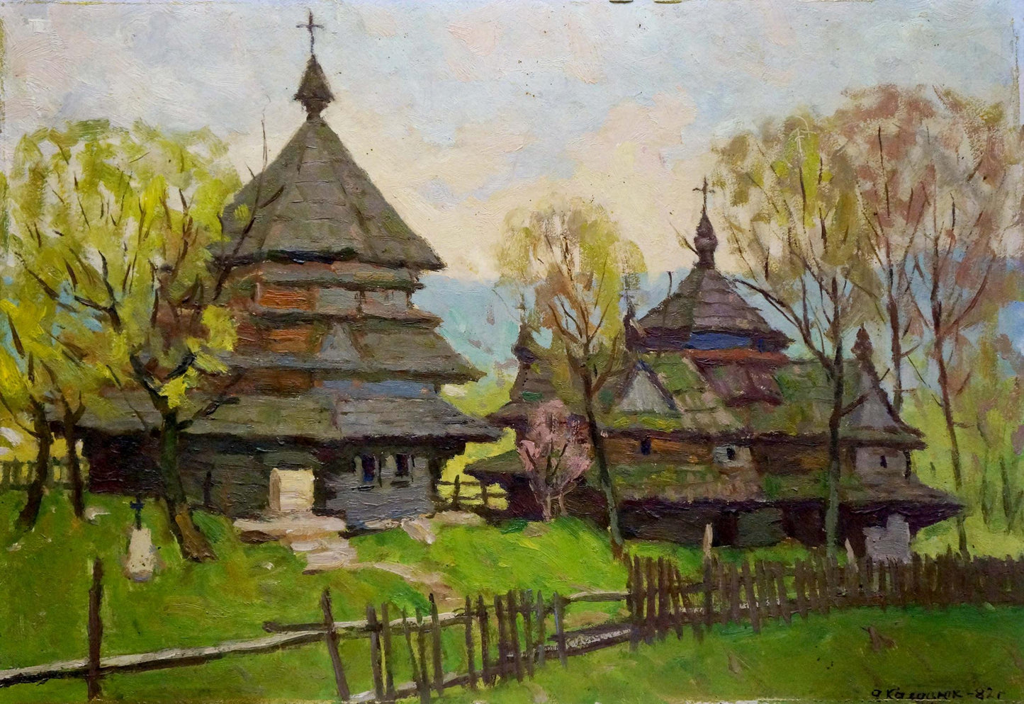 Oil painting Church in the village Kalatsyuk Yakov Alekseevich