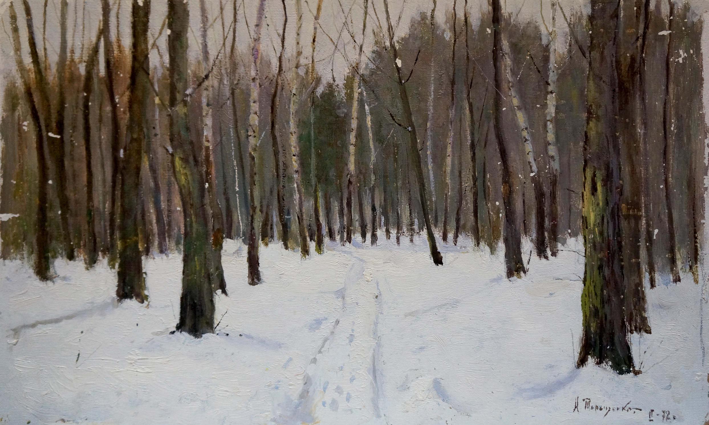 Oil painting Winter forest Tereshchenko Anatoly Grigorievich