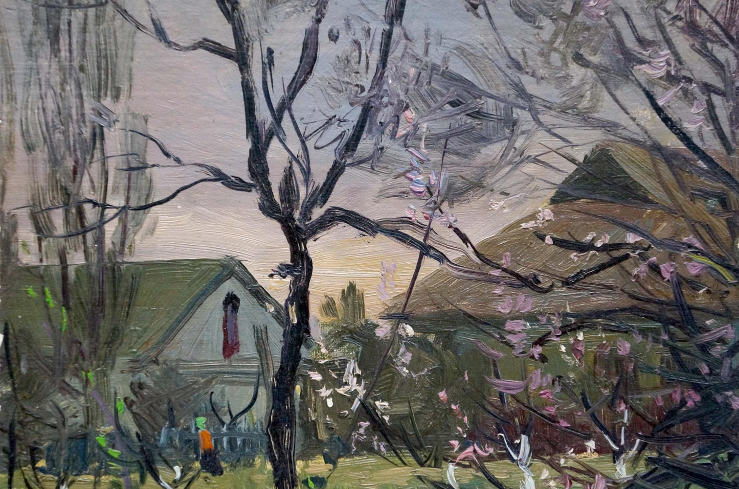 Oil painting Evening in the village Solodovnikov Aleksey Pavlovich