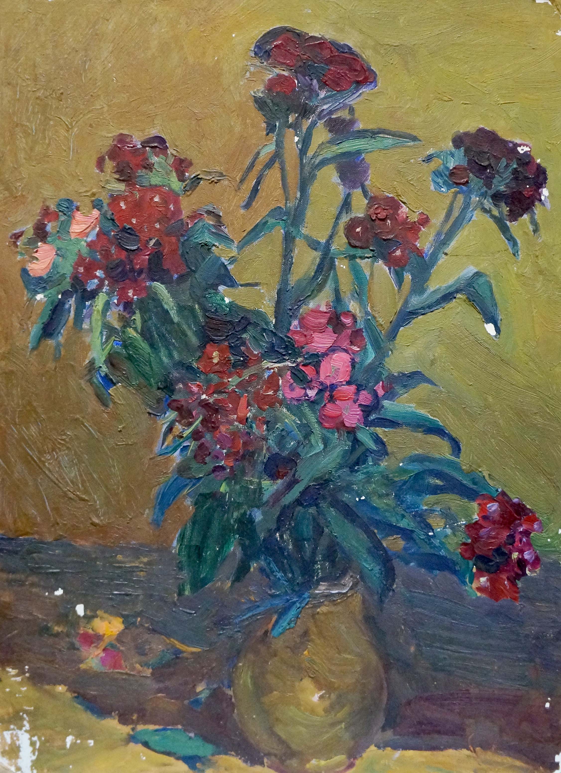 Oil painting Bouquet of red flowers Unknown artist