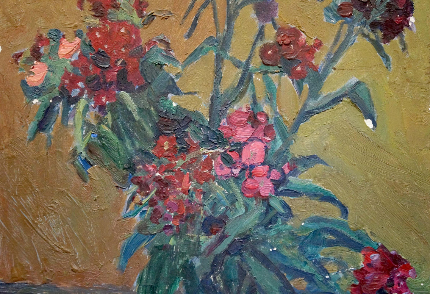 Oil painting Bouquet of red flowers Unknown artist