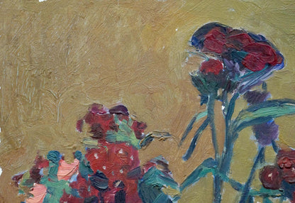 Oil painting Bouquet of red flowers Unknown artist