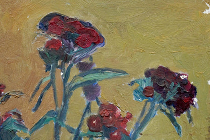 Oil painting Bouquet of red flowers Unknown artist