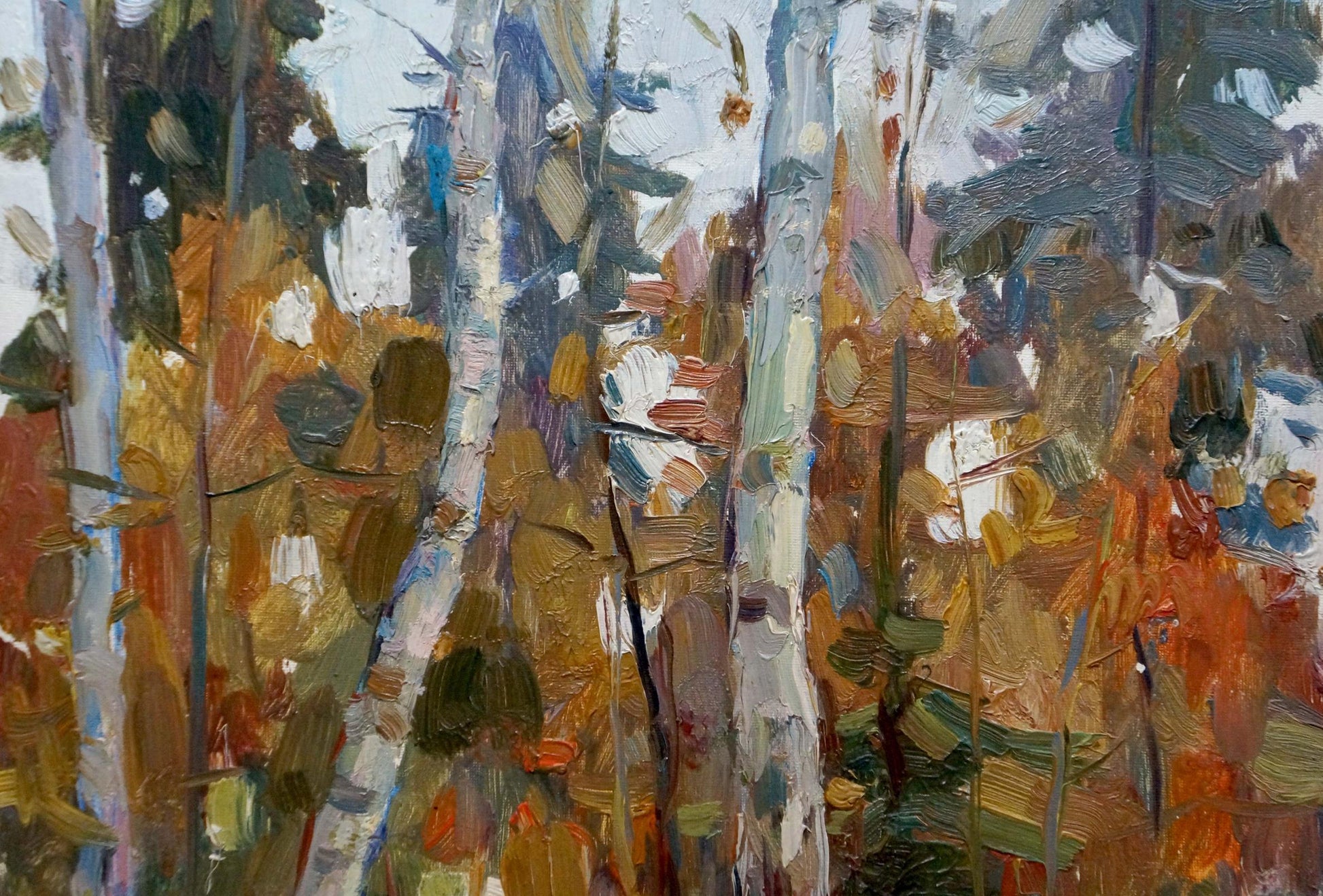 In oil, Mikhail Saulovich Turovsky illustrates a wooded area