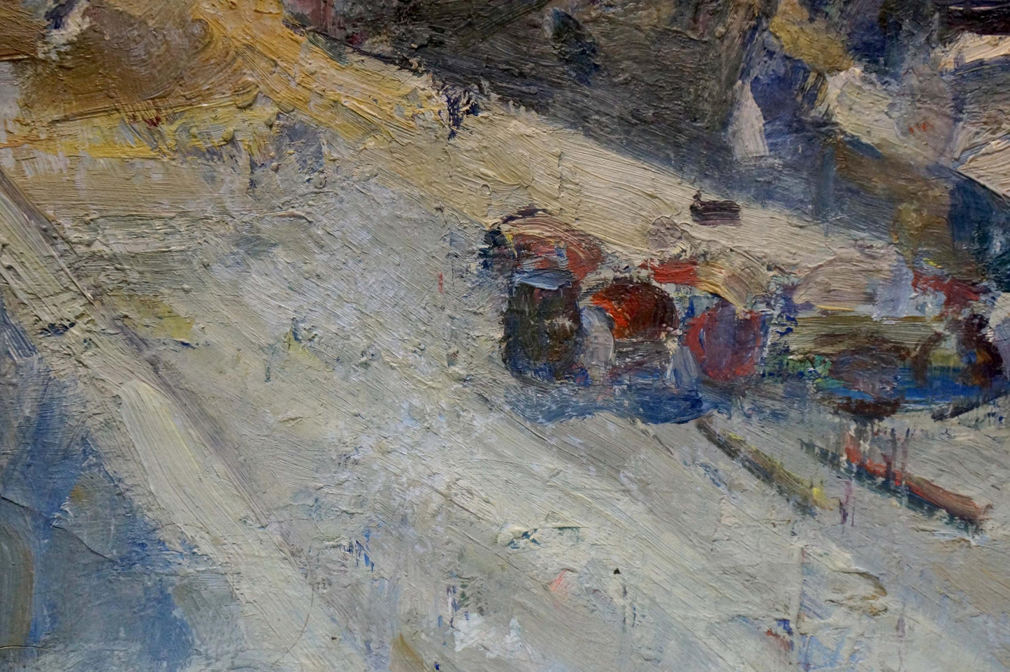 Ilya Cherkashin's oil artwork portrays a scene within a port