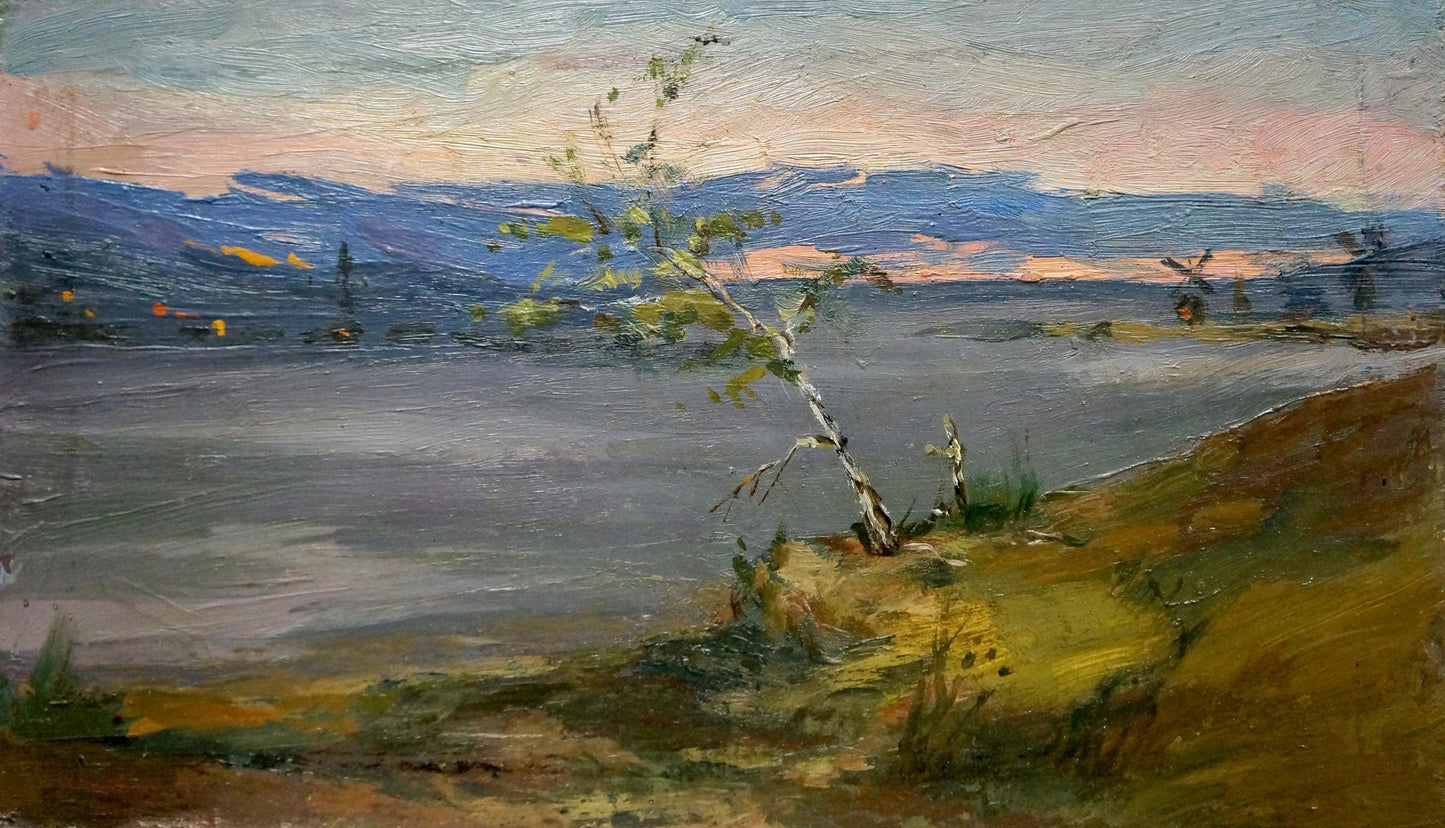 Oil painting Evening landscape
