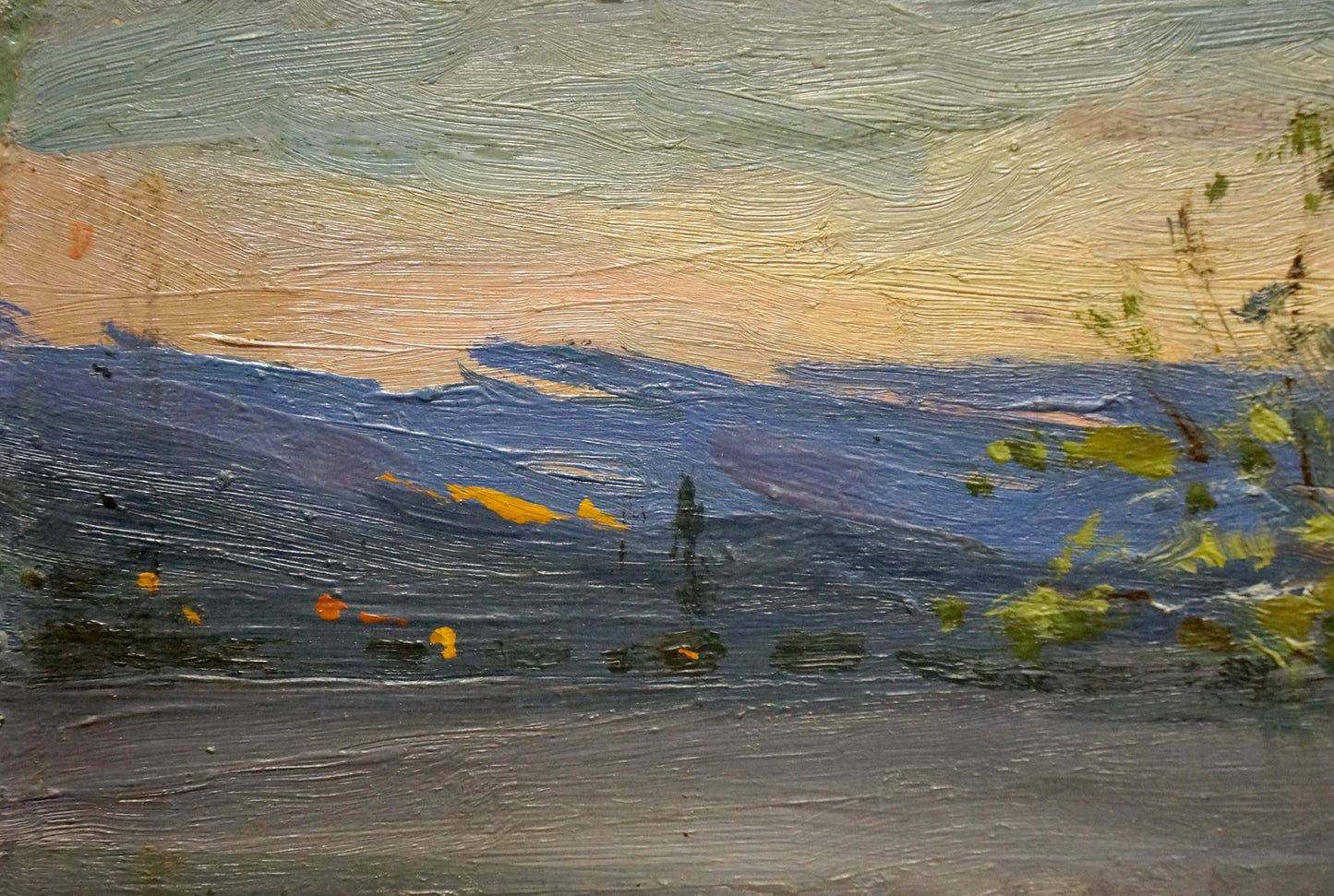 Oil painting Evening landscape Unknown artist