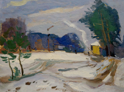 Oil painting The first snow fell Nikolay Buryachok