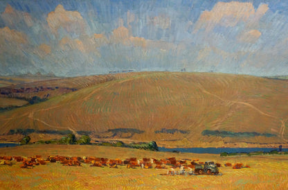 Oil painting Field work Kravtsov Nikolay Fedorovich