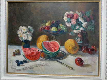 Oil painting Still life with watermelon Kerzhner Efim Aleksandrovich