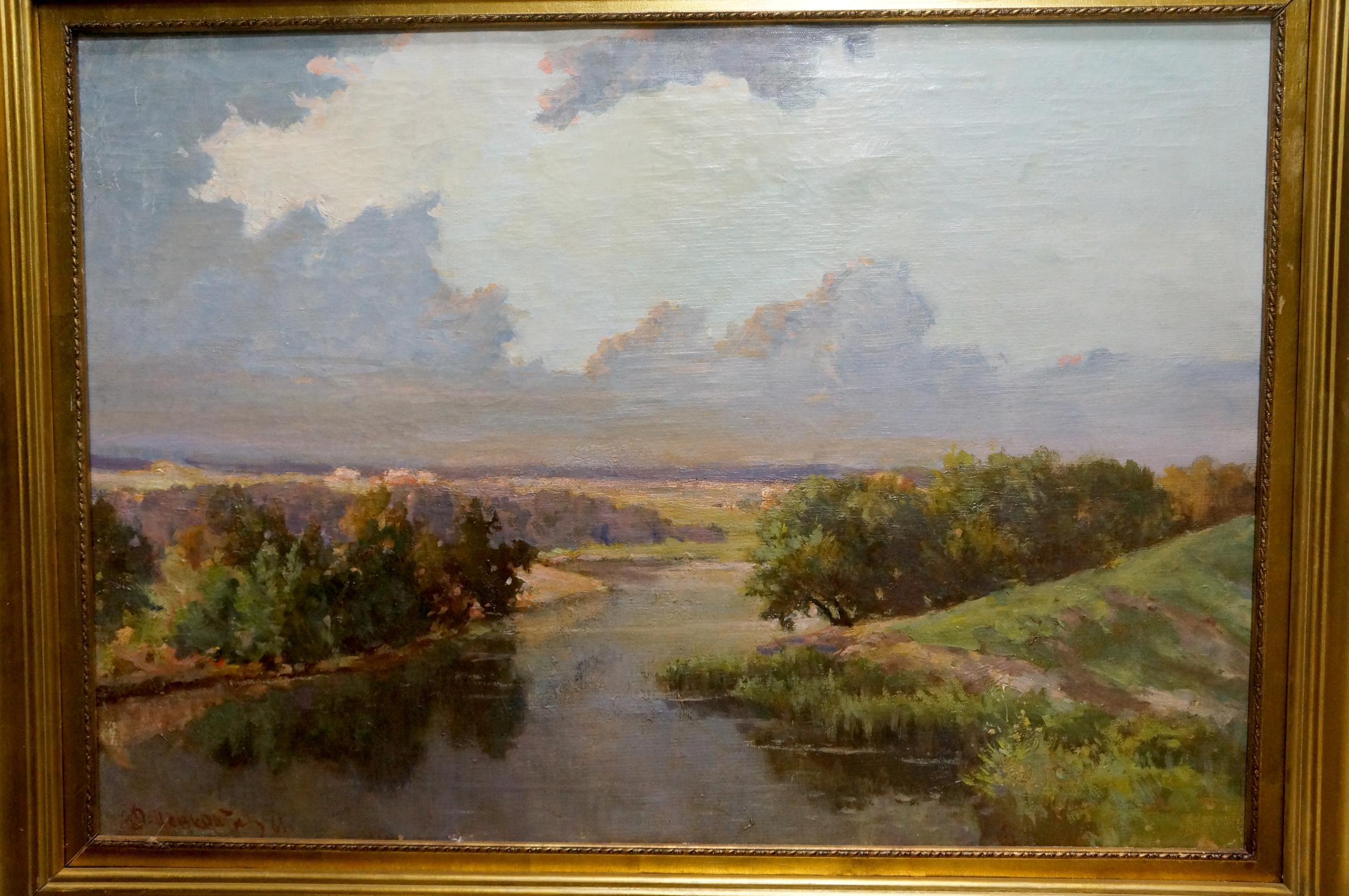 Oil painting River landscape Nevkritiy Denis Nikiforovich