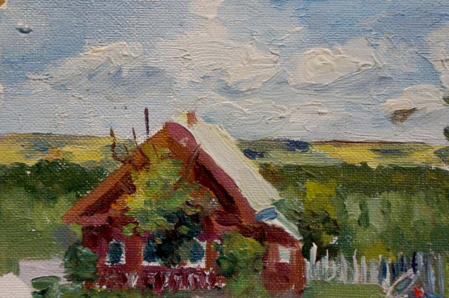 Oil painting Village landscape Dmitry Lednev