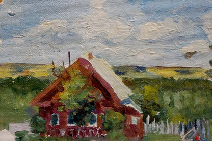 Oil painting Village landscape Dmitry Lednev