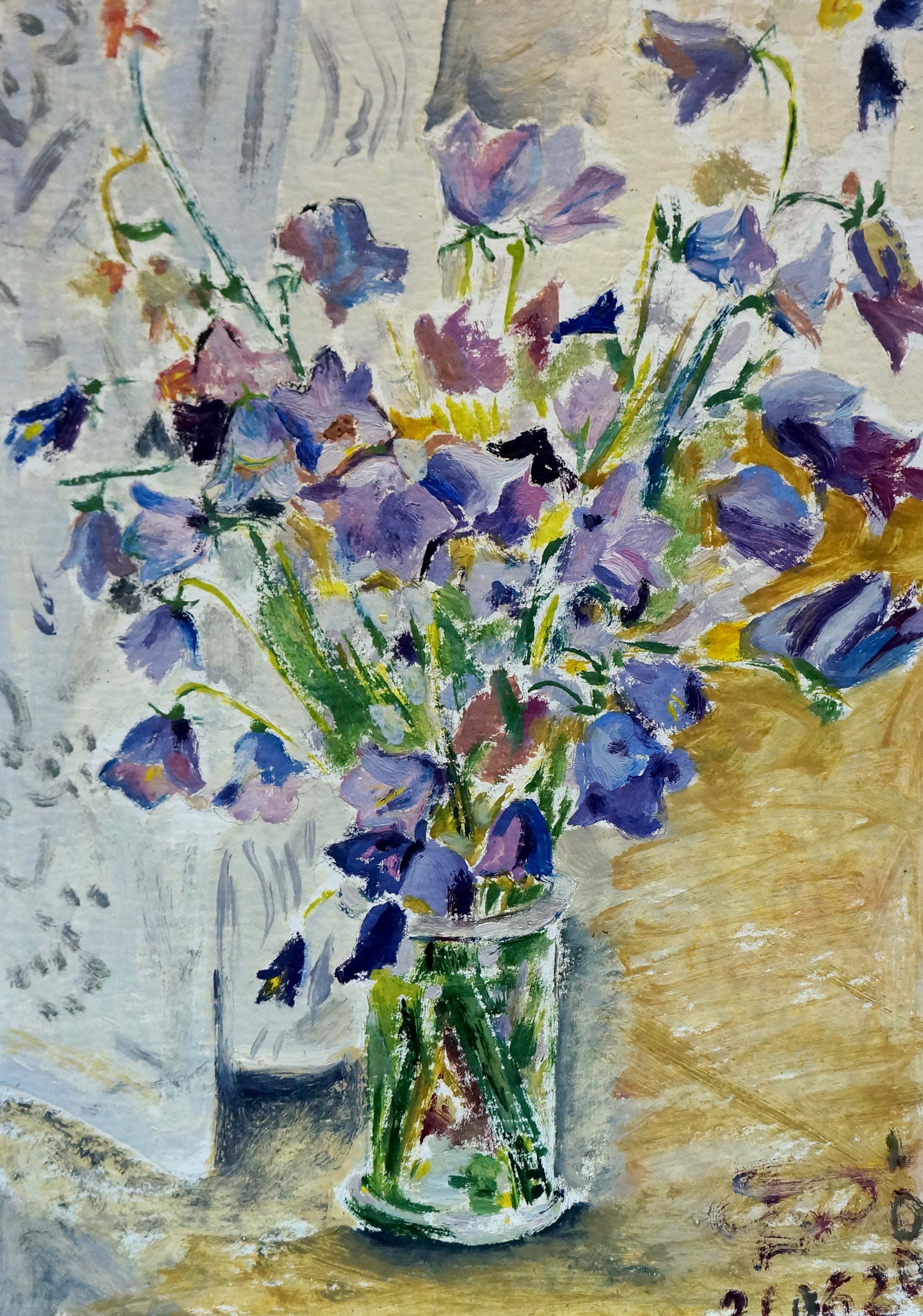 Oil painting Bluebell flowers Unknown artist