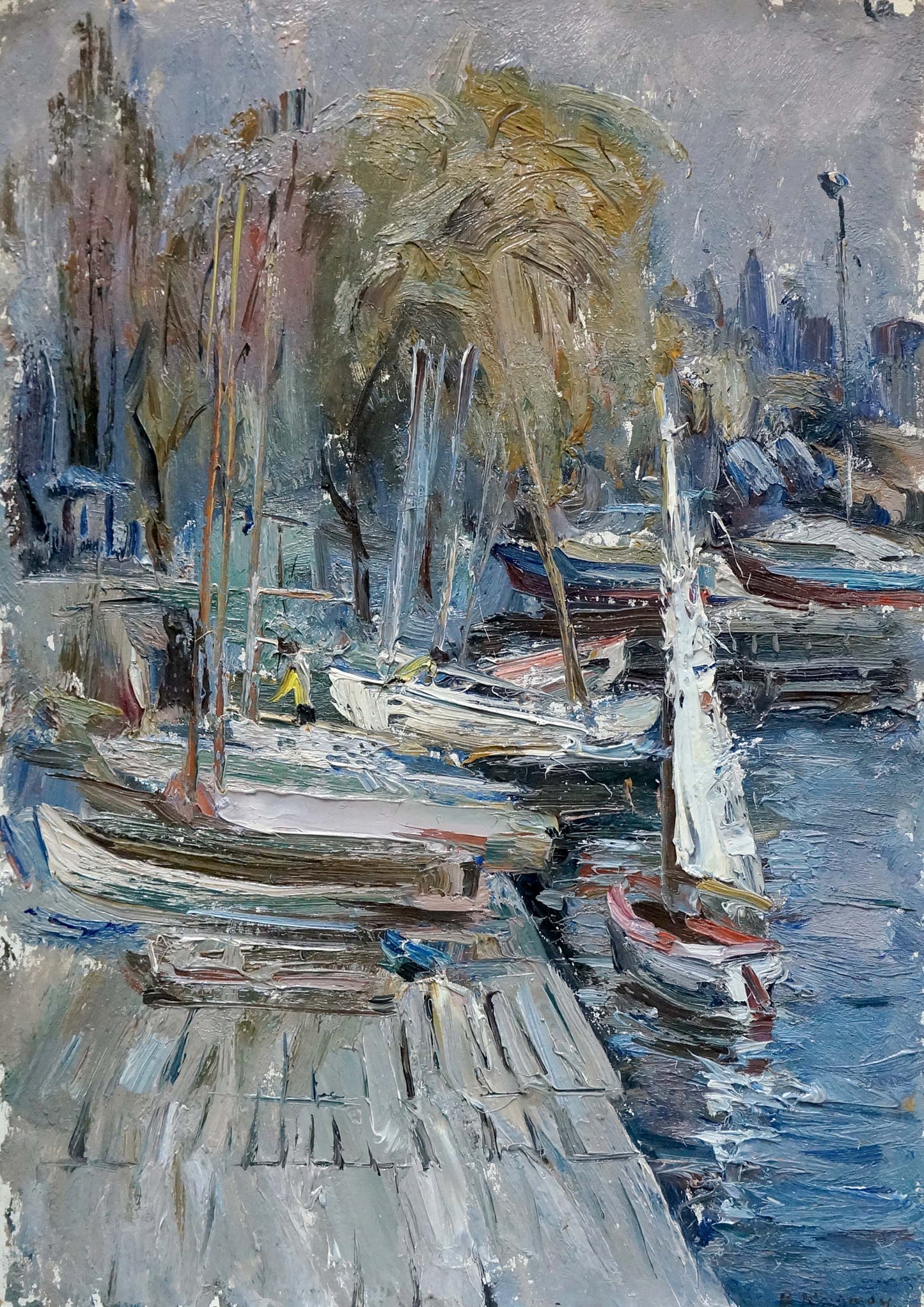 Oil painting Yacht club Vadim Petrovich Karpov