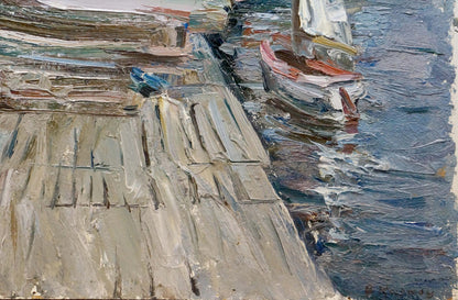 Oil painting Yacht club Vadim Petrovich Karpov