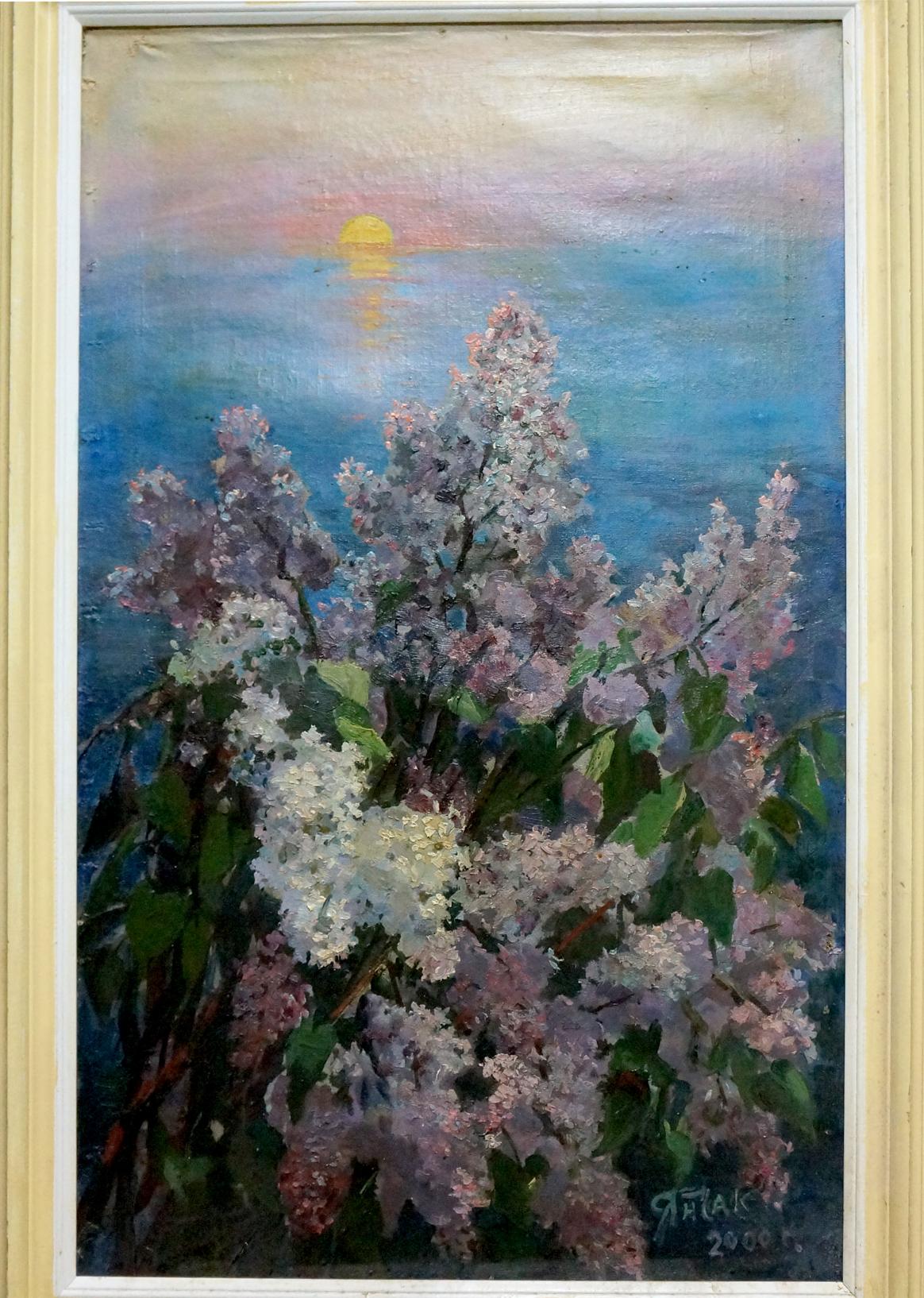 Oil painting Lilac with sunset Yanchak Elena Vaclavovna