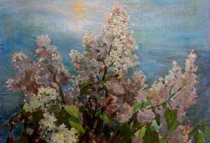 Oil painting Lilac with sunset Yanchak Elena Vaclavovna