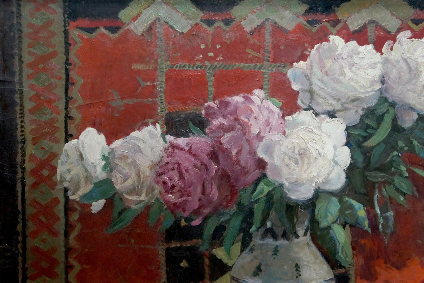 Oil painting Roses in a vase