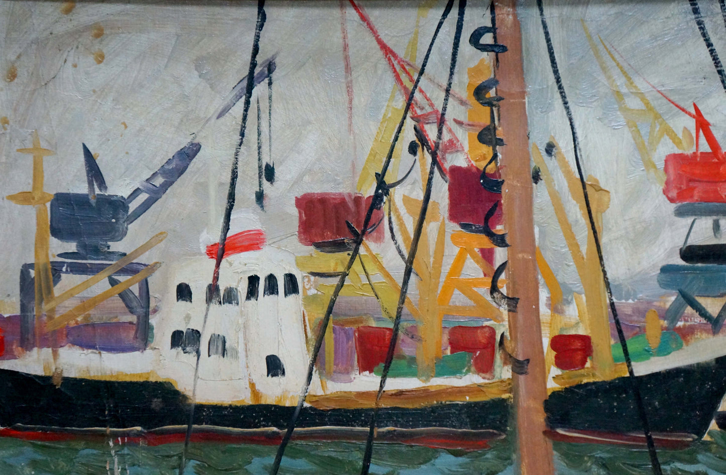 Oil painting Ships in the port Zebek Vladimir Evgenievich