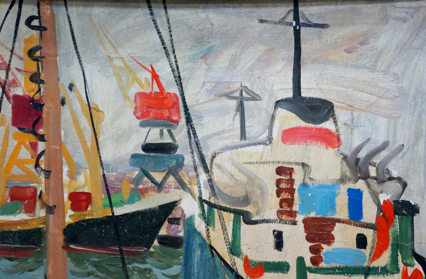Oil painting Ships in the port Zebek Vladimir Evgenievich