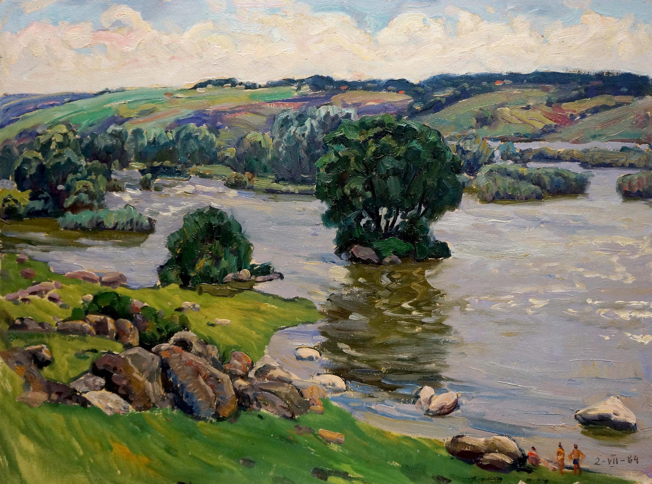 Oil painting Mesmerizing landscape with a river Anatoly Fomin