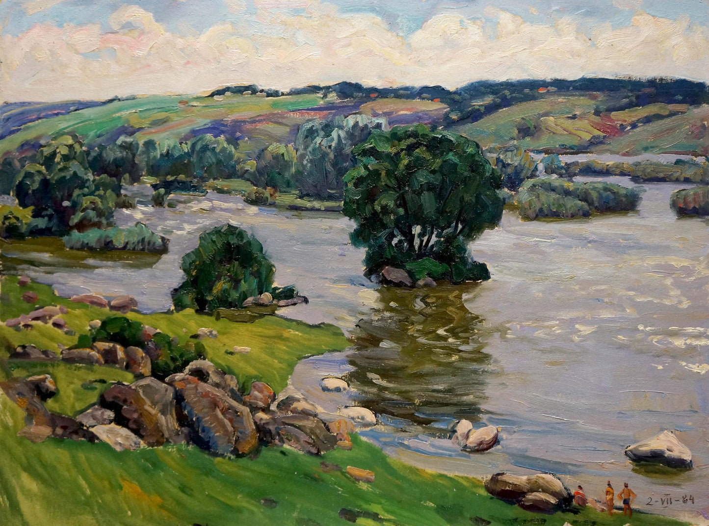 Oil painting River landscape Fomin Anatoly Nikiforovich