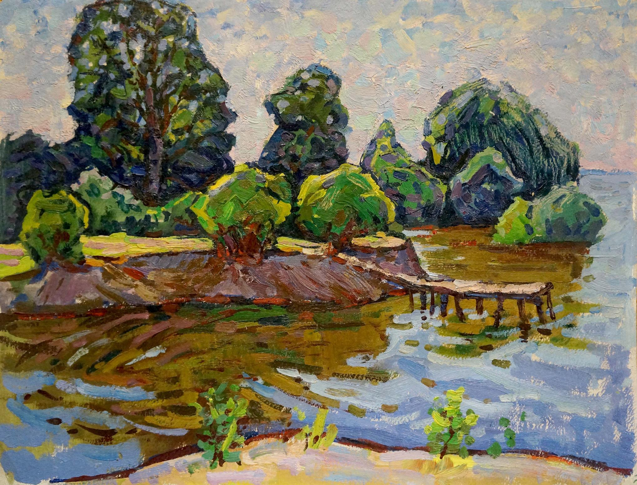 Oil painting The river flooded the forest Grigory Ruban