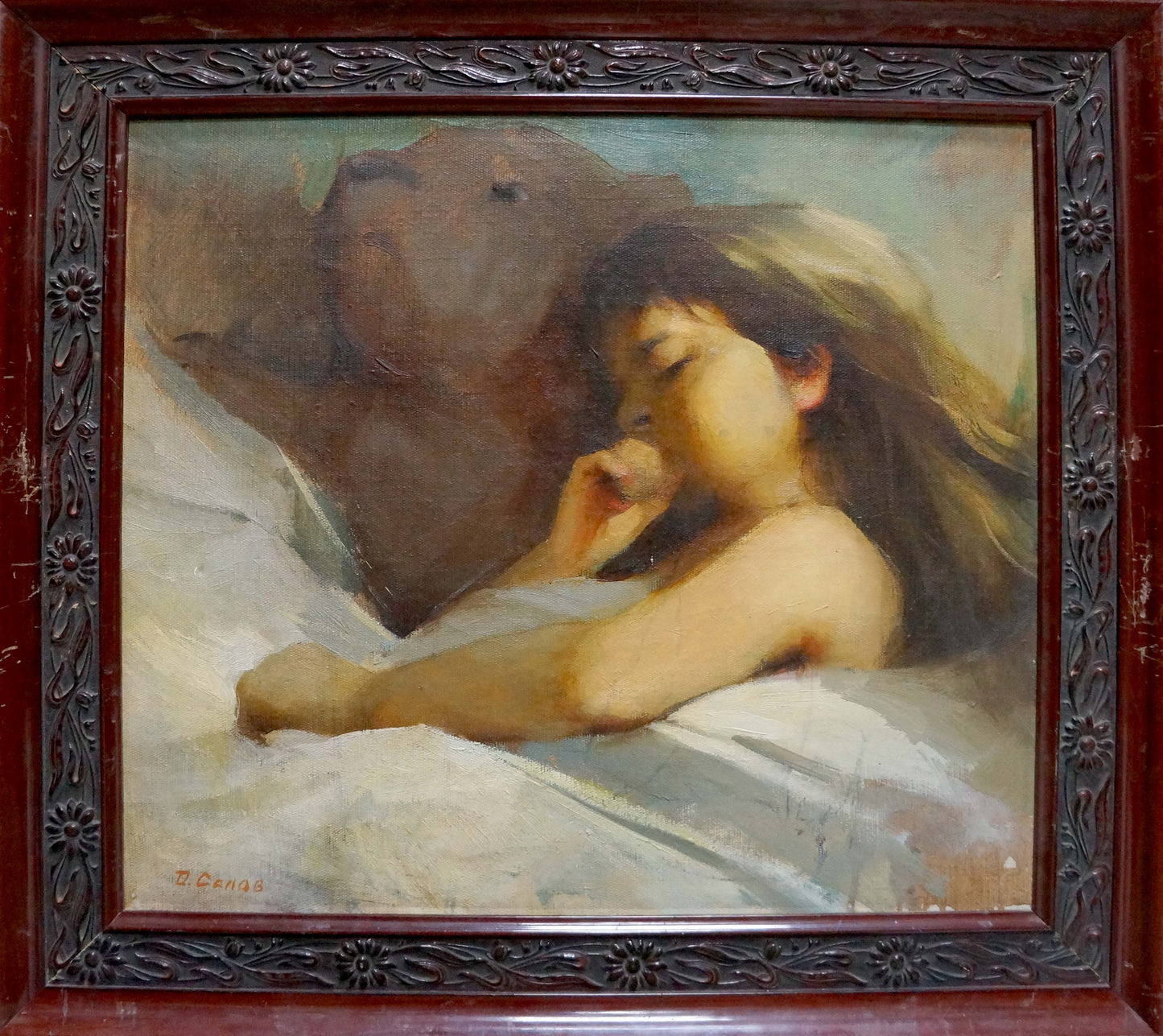 Oil painting Daughter sleeps Dmitry Georgievich Salov
