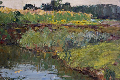 Oil painting River landscape Afanasiev Vladimir Nikolaevich