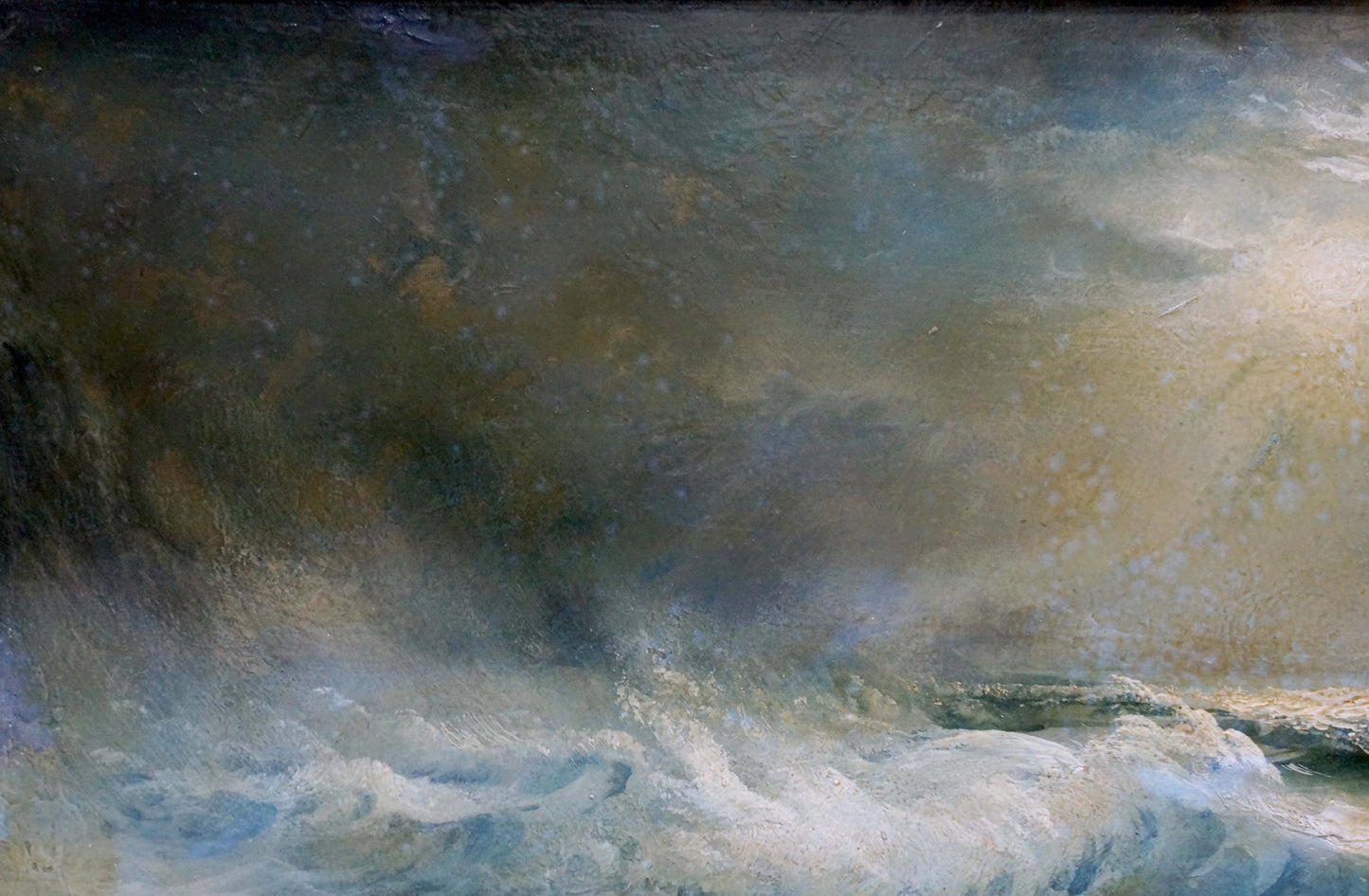 Oil painting Night sea waves Vladimir Zebek