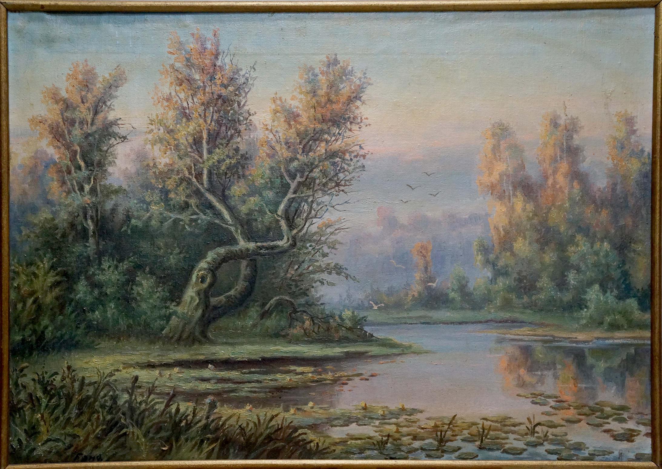 Oil painting River landscape Bonya Grigory Vasilievich
