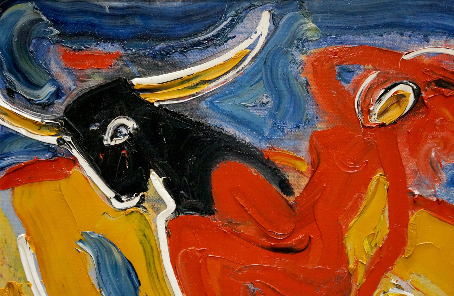 Abstract oil painting On a bull Mikhail Demtsyu