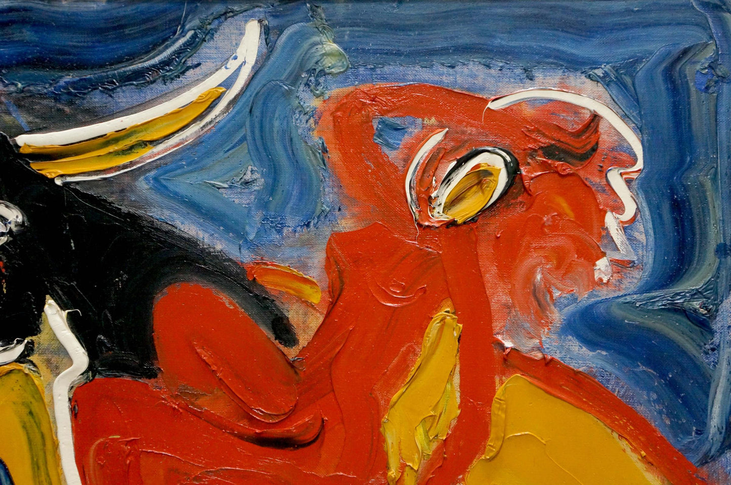 Abstract oil painting On a bull Mikhail Demtsyu