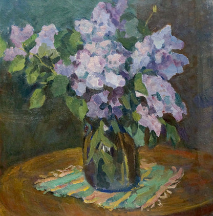 Oil painting Vase with lilac