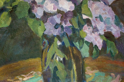 Oil painting Vase with lilac