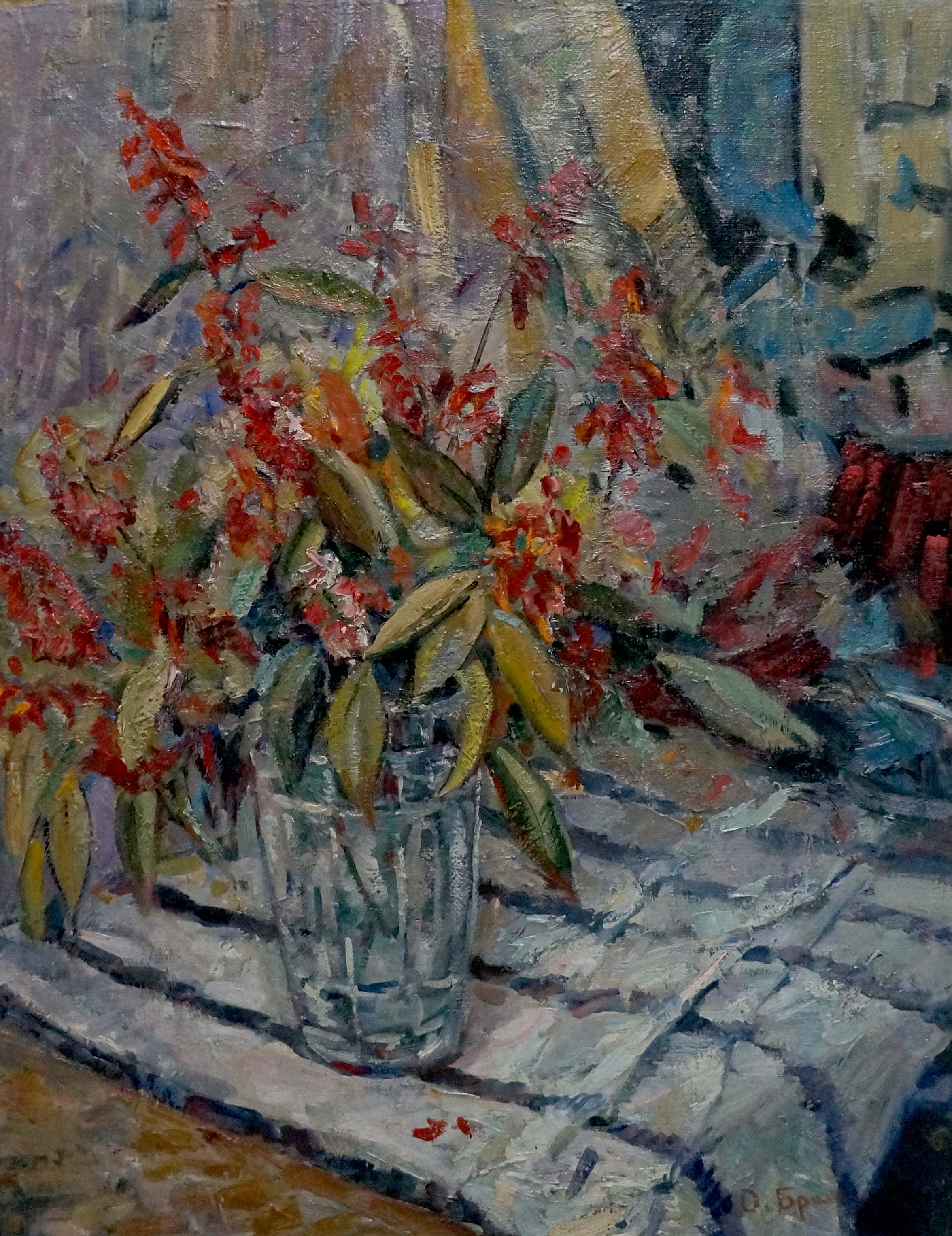 Oil painting Flowers on the windowsill Olga Brendel