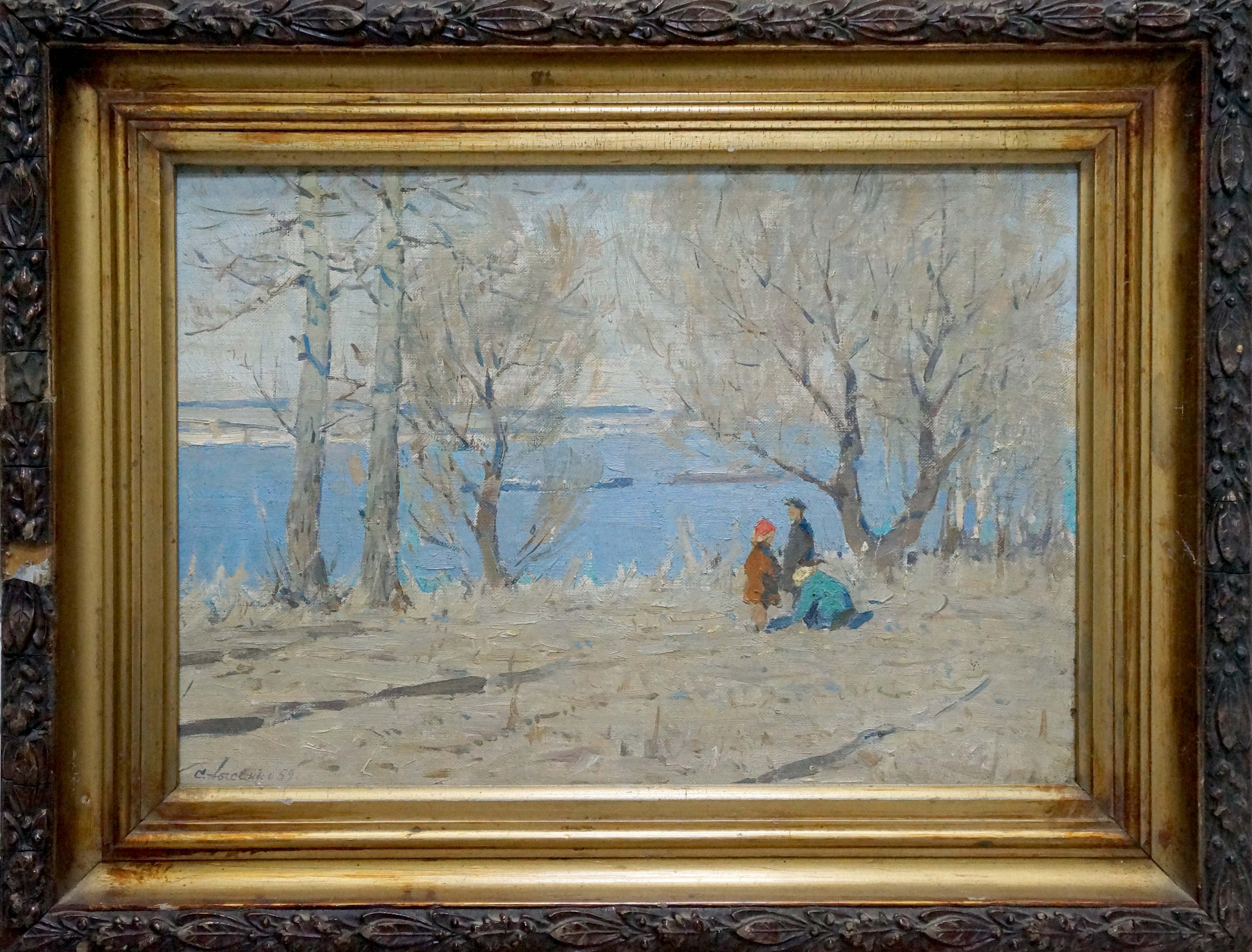 Oil painting Children near the shore Lysenko Sergey Nikolaevich