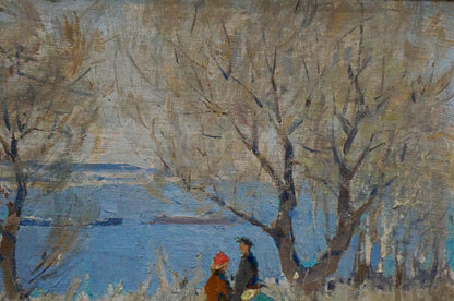 Oil painting Children near the shore Lysenko Sergey Nikolaevich