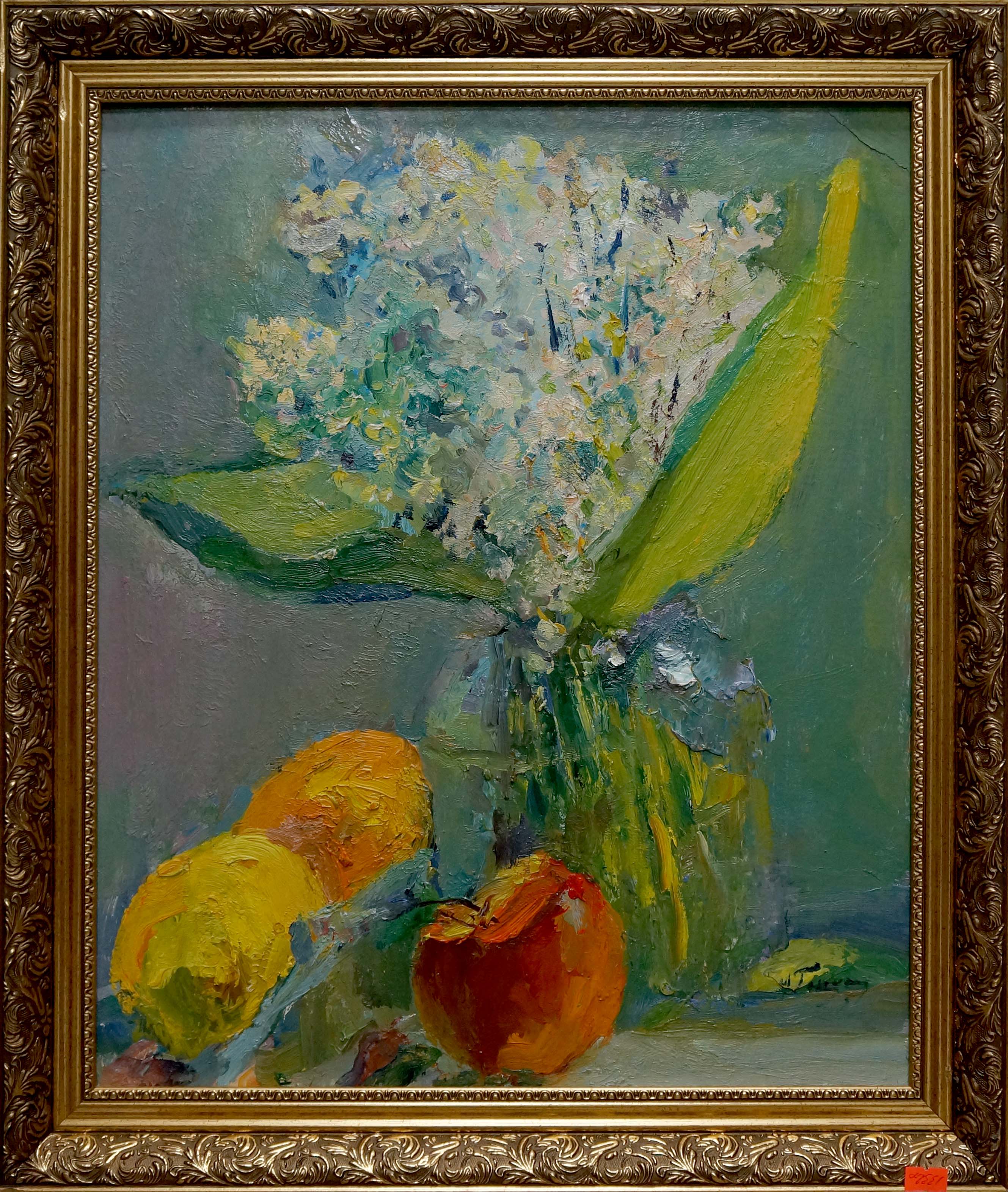 Oil painting Flowers with apples Moses Gantman