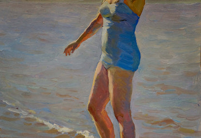 Oil painting Girl on the beach Vyacheslav Andreevich Fedorov