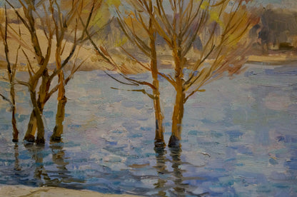 Oil painting River in the park Fomin Anatoly Nikiforovich
