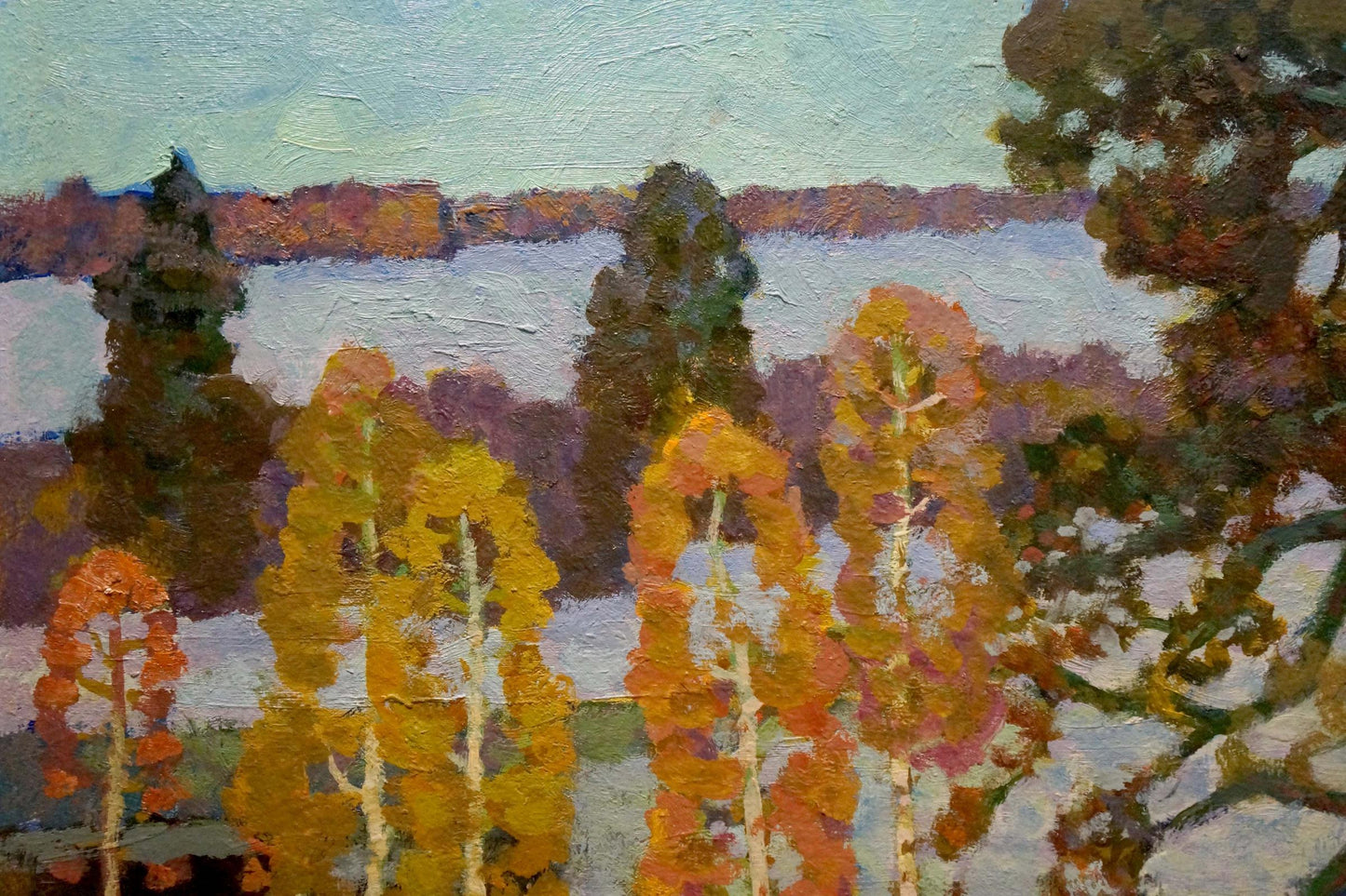 Oil painting Birches by the river Ruban Grigory Savelievich