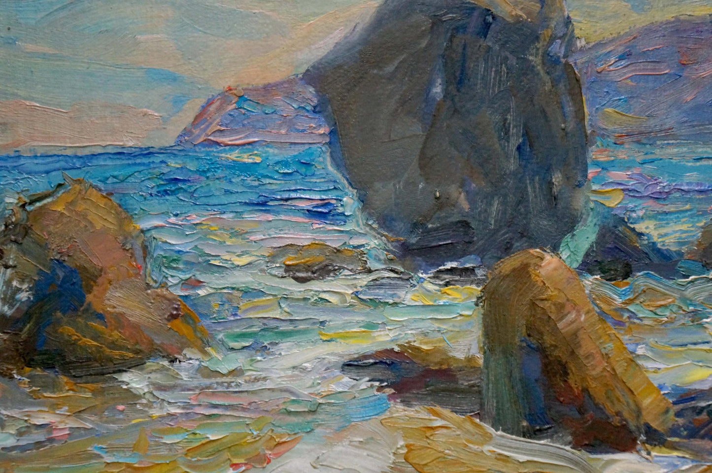 Oil painting Waves breaking on the rocks Kalashnik Dmitry Nikolaevich