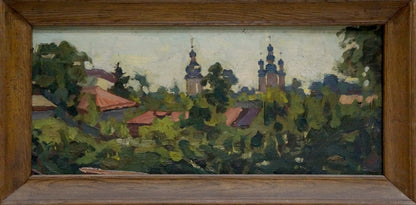 Oil painting Landscape with churches Basanets Petr Alekseevich