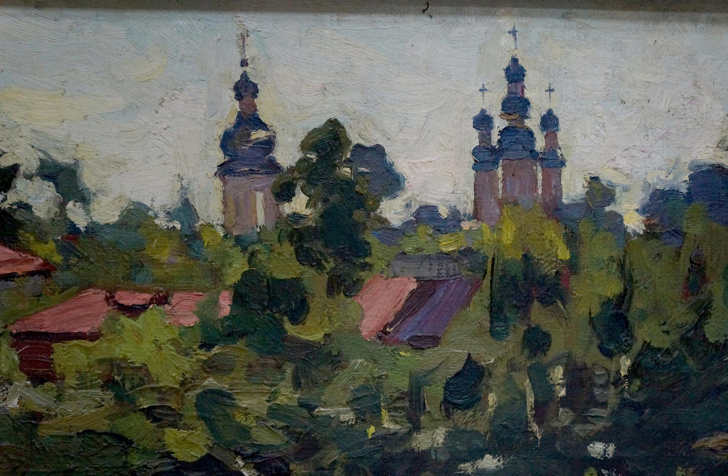 Oil painting Landscape with churches Basanets Petr Alekseevich